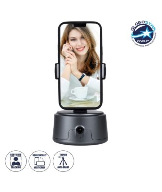 GloboStar® 86005 Following Face Auto Tracking Live Steaming Mobile Stand - Βάση Κινητού με Ανιχνευτή Κίνησης & Βάση για Τρίποδο - Μαύρο